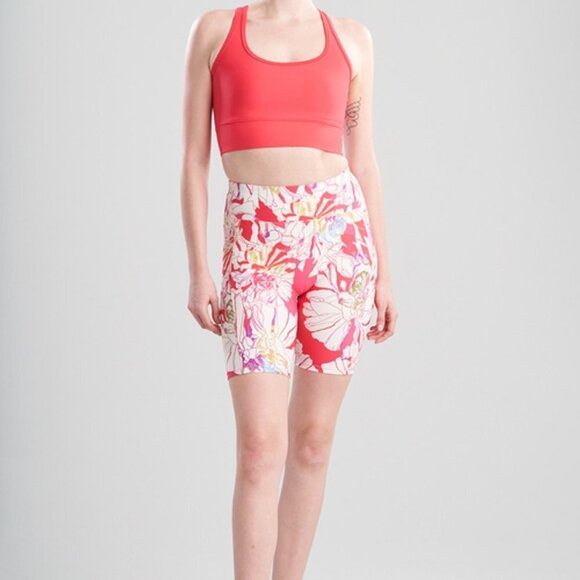 Josie Natori NWT Solstice Pink Poppy Cropped Bike‎ Shorts Size XS Pockets - Picture 11 of 13